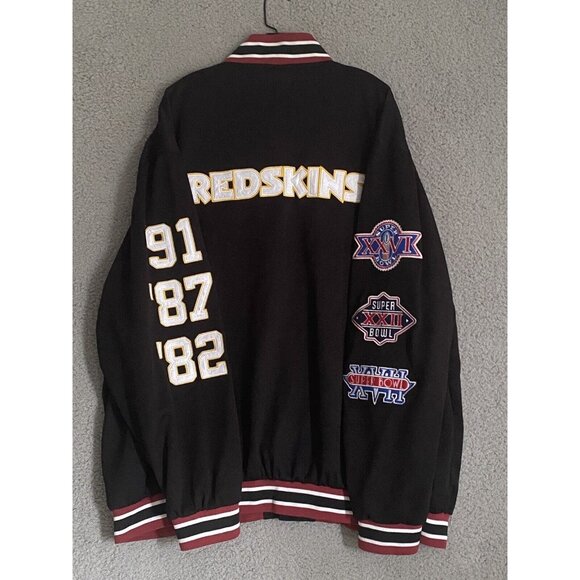 NFL Washington Redskins Super Bowl Wins Varsity Jacket Black Mens Size 4X